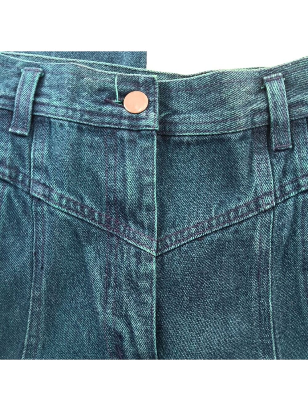 Vintage sz 6 28x29 Jeans High Waisted Denim Tapered Leg Green Stonewash 80s 90s